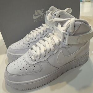 Nike Air Force 1 High (Gs) Triple White White-White-White Sz 5Y [653998-100]